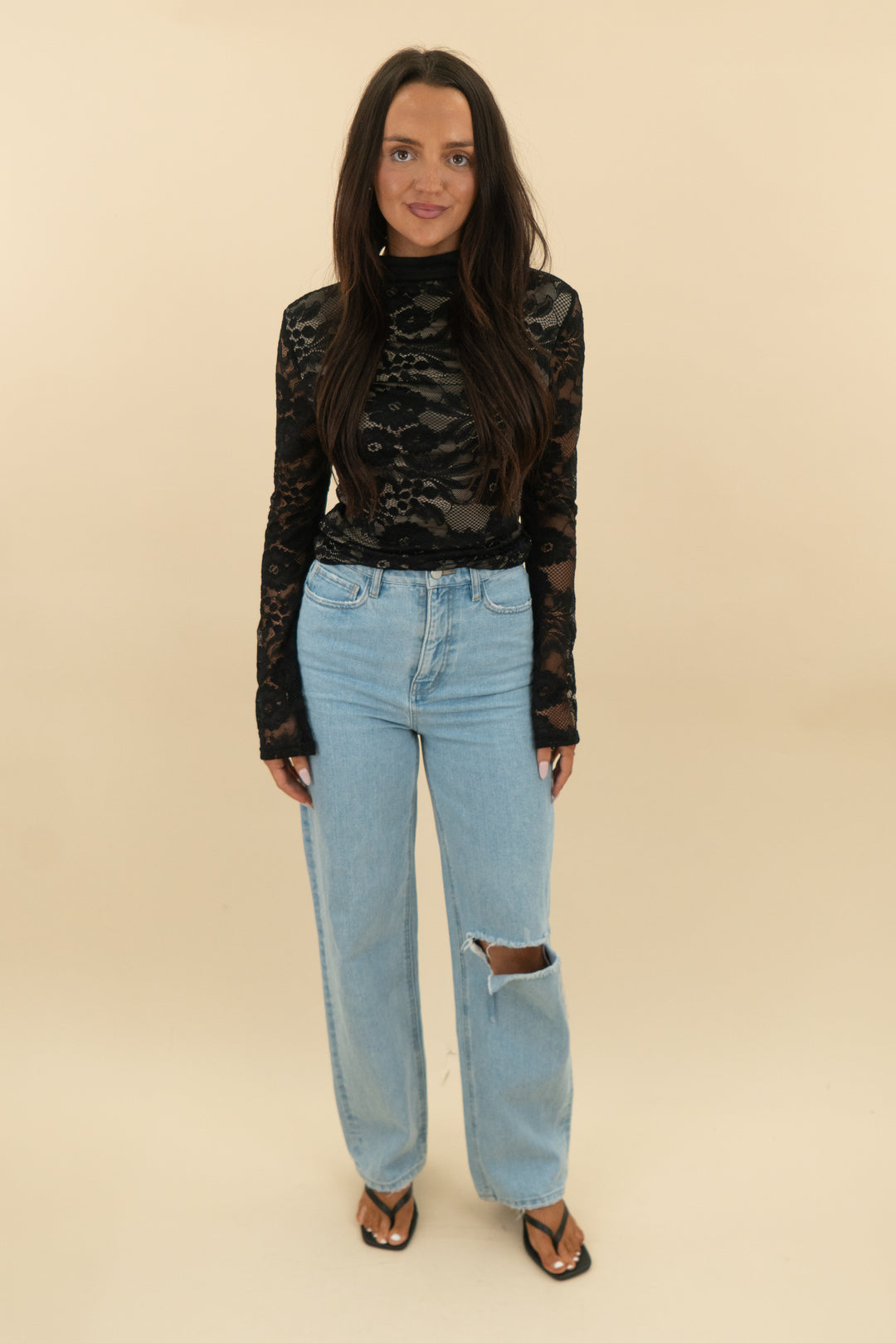 oak & fort light wash ripped jeans (26; retail $98)