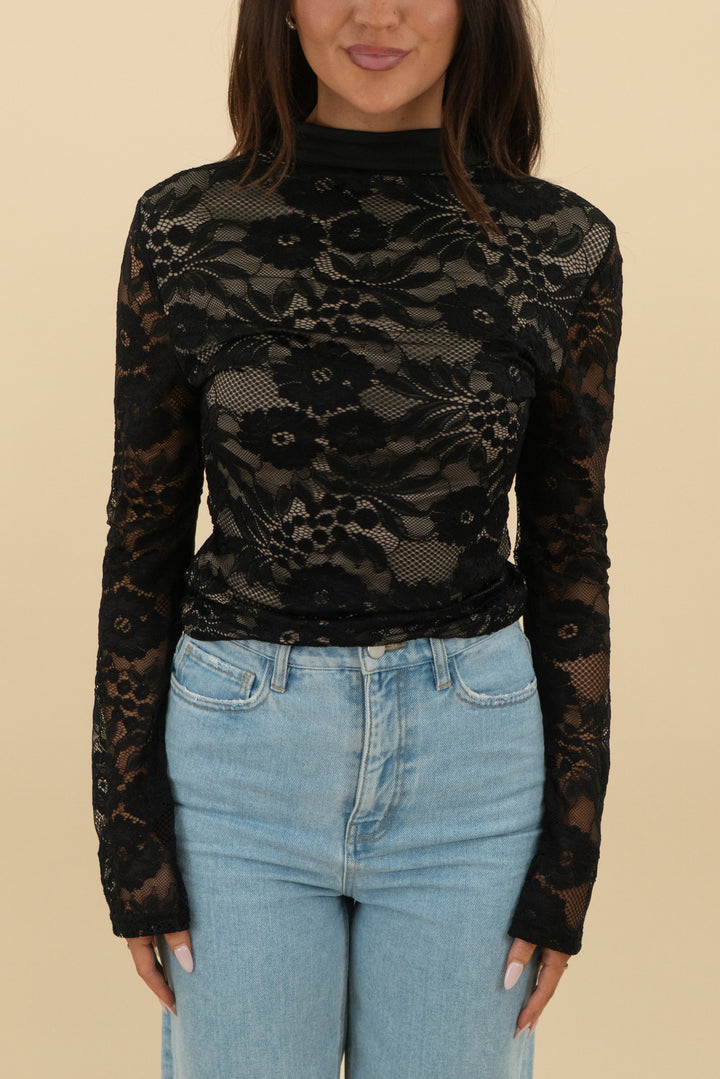 black lace longsleeve top (s; retail $39)