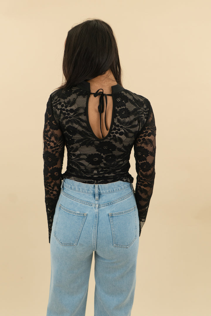 black lace longsleeve top (s; retail $39)