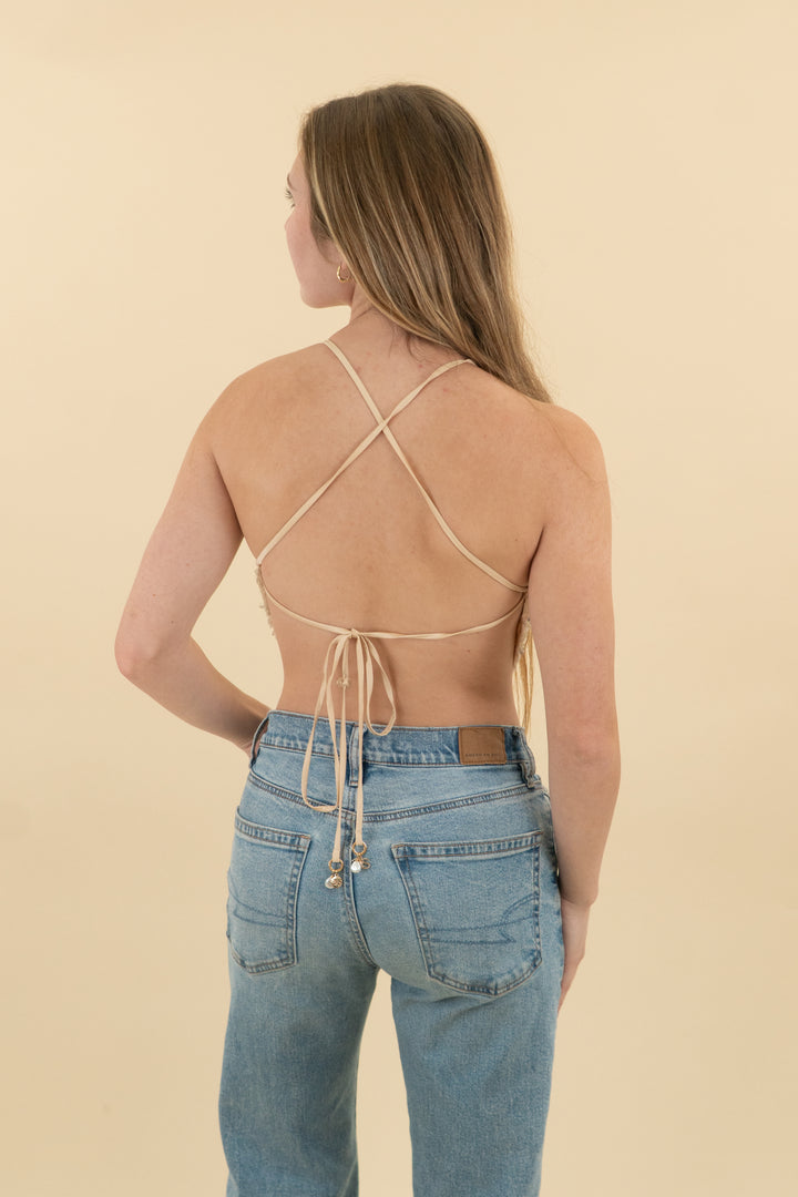 sydney lane champagne sequin top (s; retail $85)
