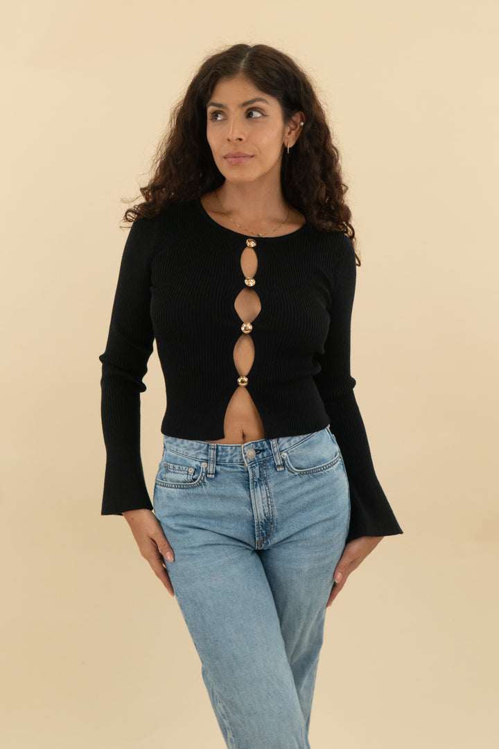 petal & pup black rosienna knit top nwt (xs/s; retail $60)