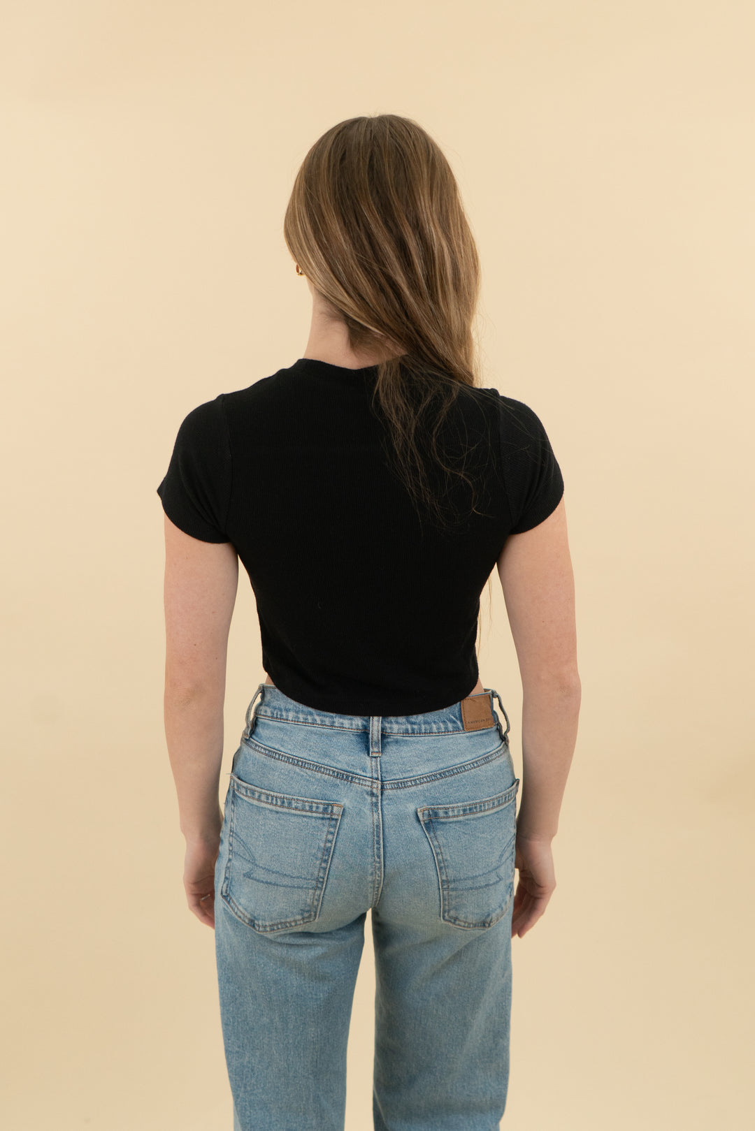 set active black ribbed short sleeve top (s; retail $62)