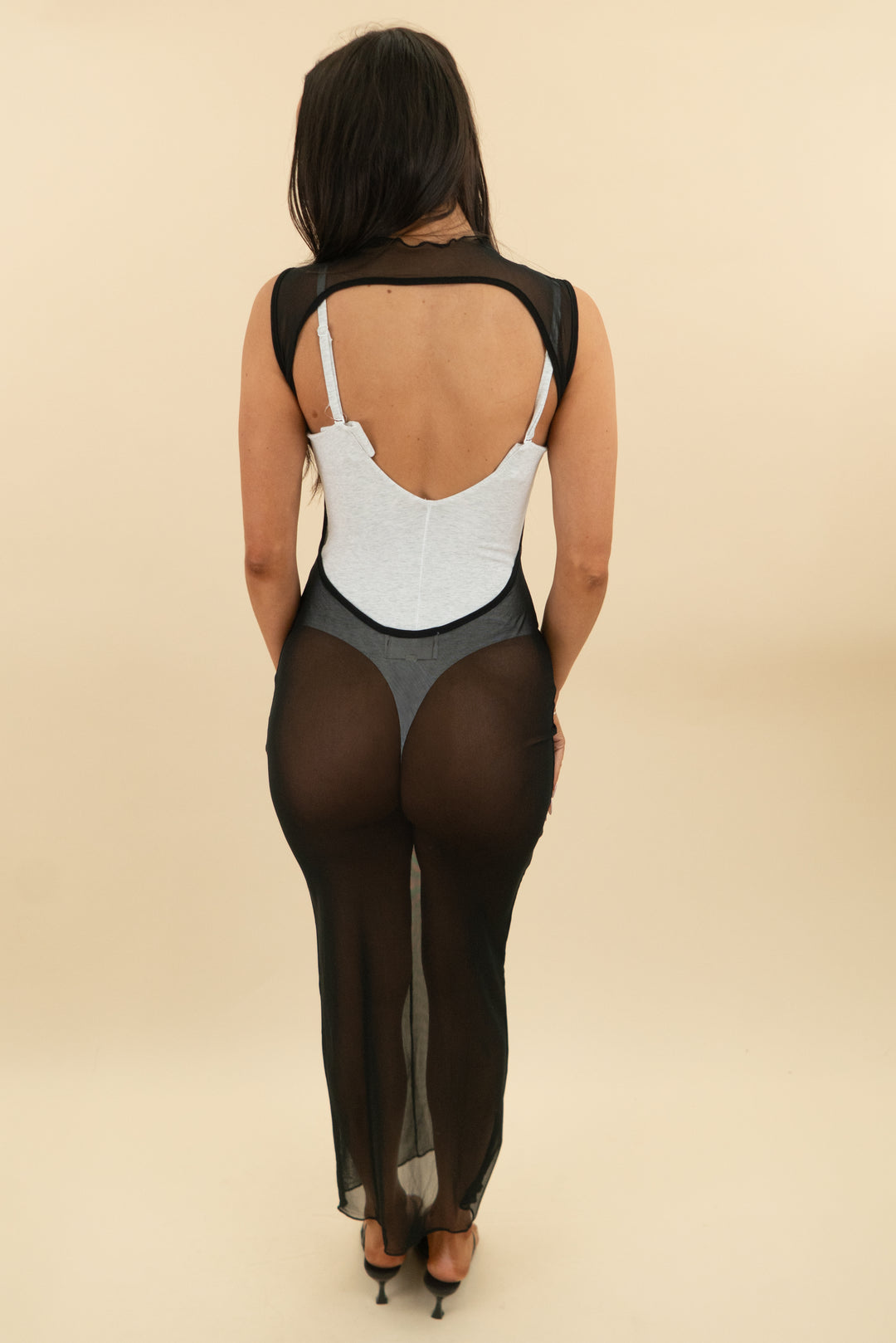 selfie leslie black mesh open back dress nwt (s; retail $115)