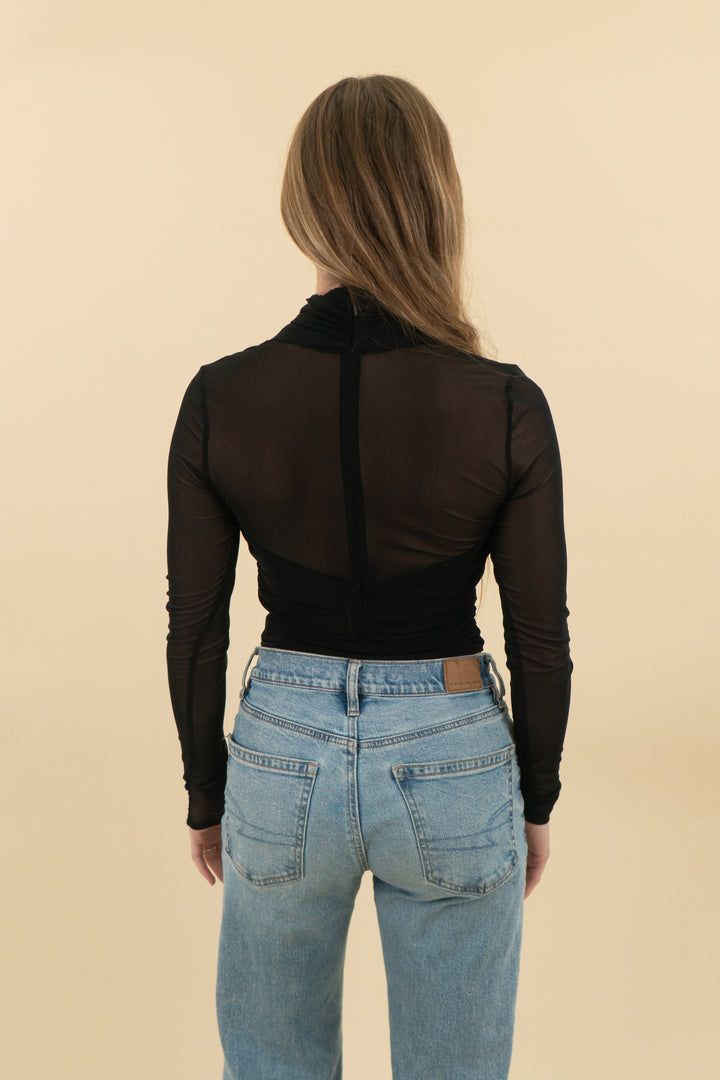 bardot black aliyah wrap mesh bodysuit nwt (2; retail $109)