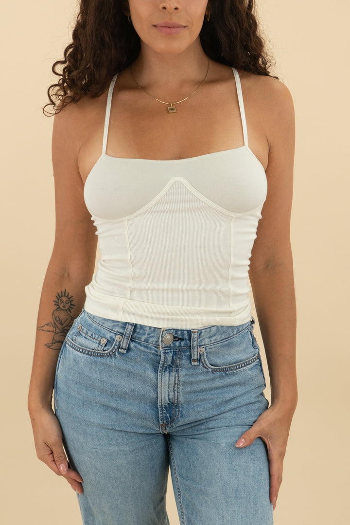 joah brown cream ribbed cami to (s/m; retail $122)