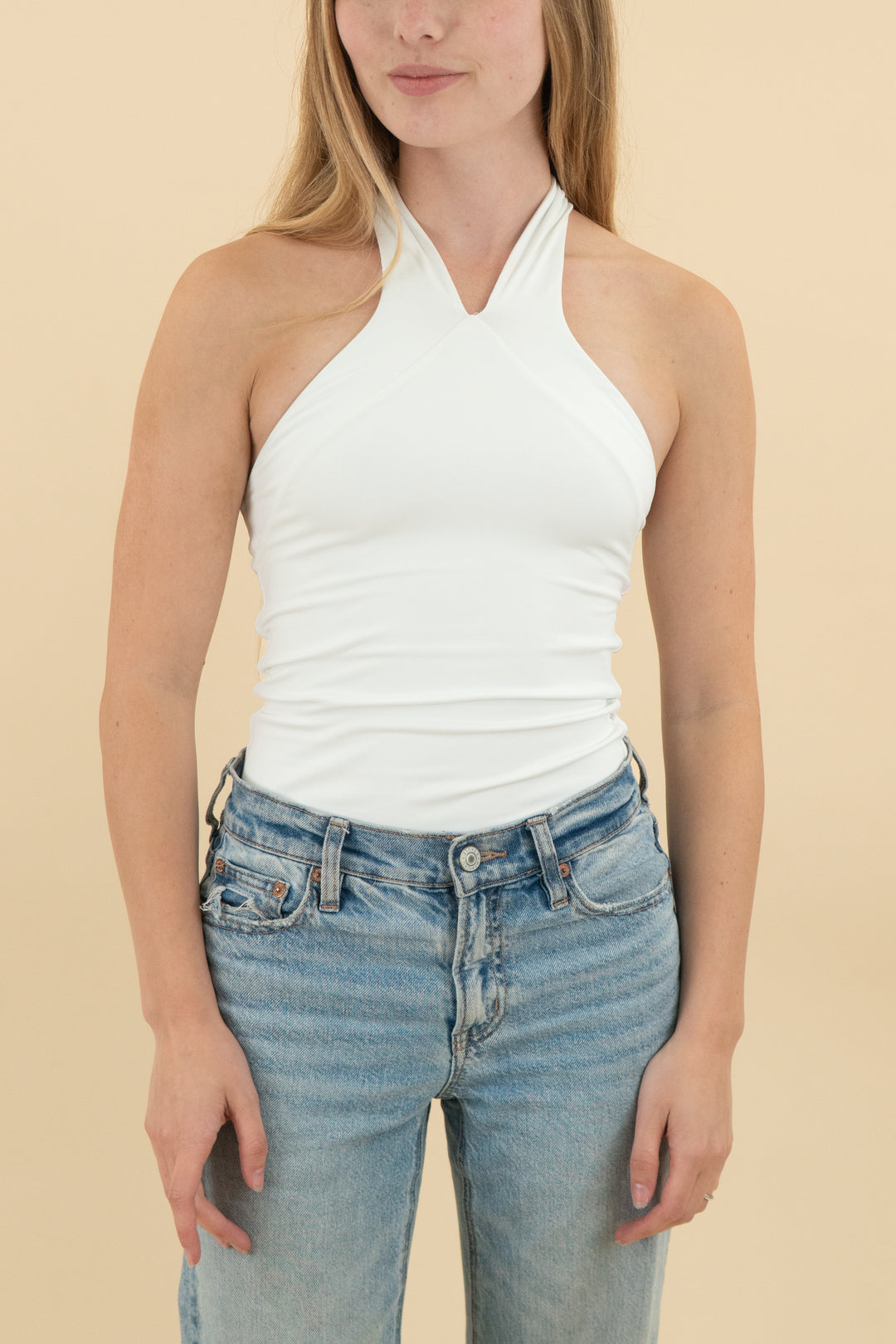 babaton contour white high neck bodysuit (xs; retail $48)