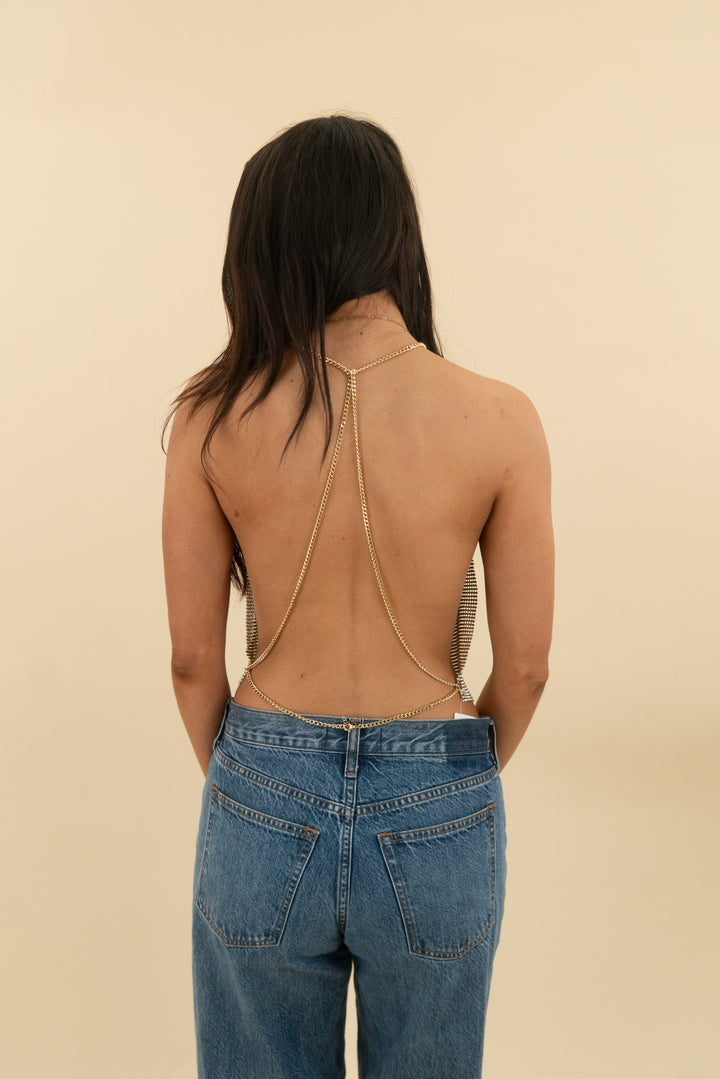 *AUCTION* gold rhinestone sexy top (s/m; retail $40)