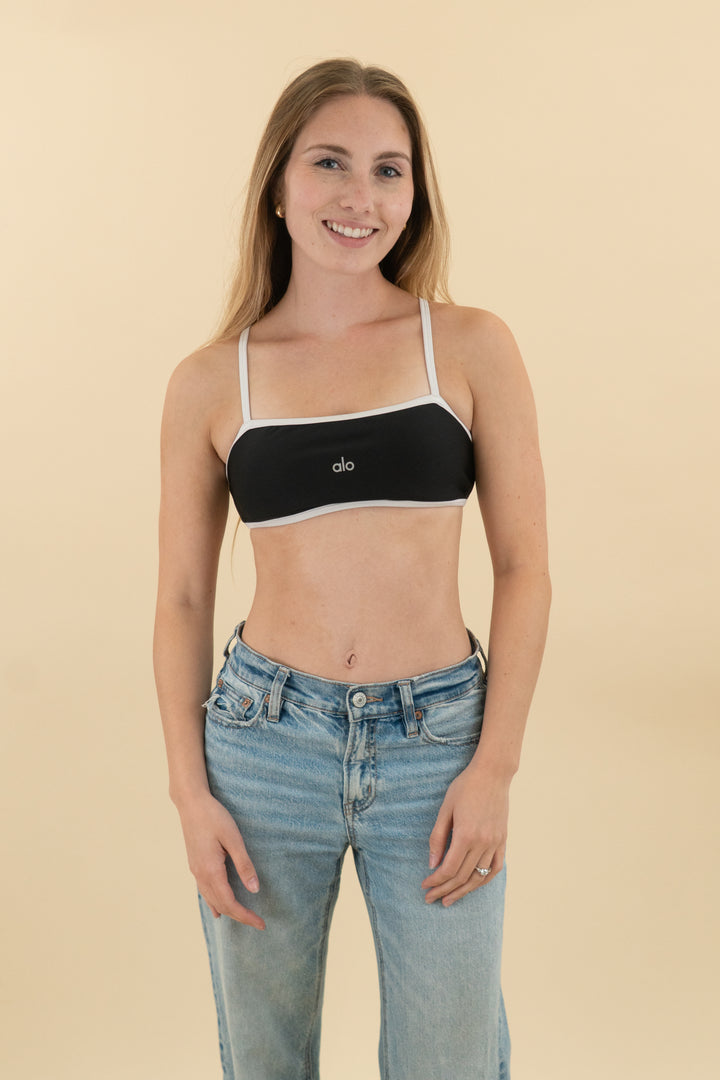 alo black/white sport bra (s; retail $88)