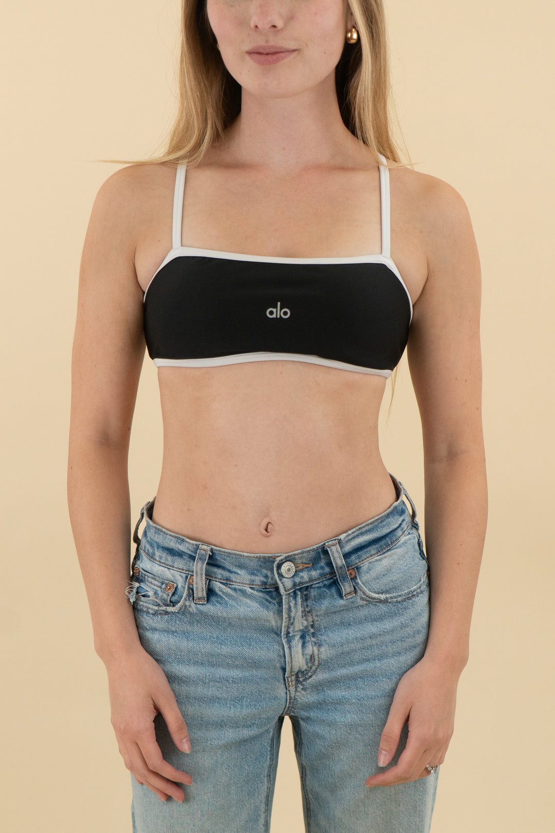 alo black/white sport bra (s; retail $88)