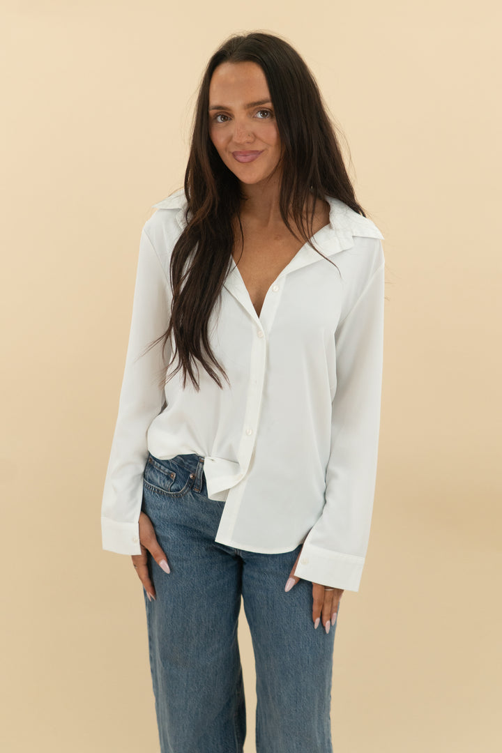 diosun white button up blouse (s; retail $30)
