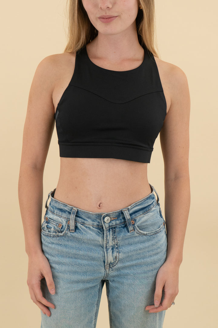 brooks black sports bra (xs/s; retail $65)
