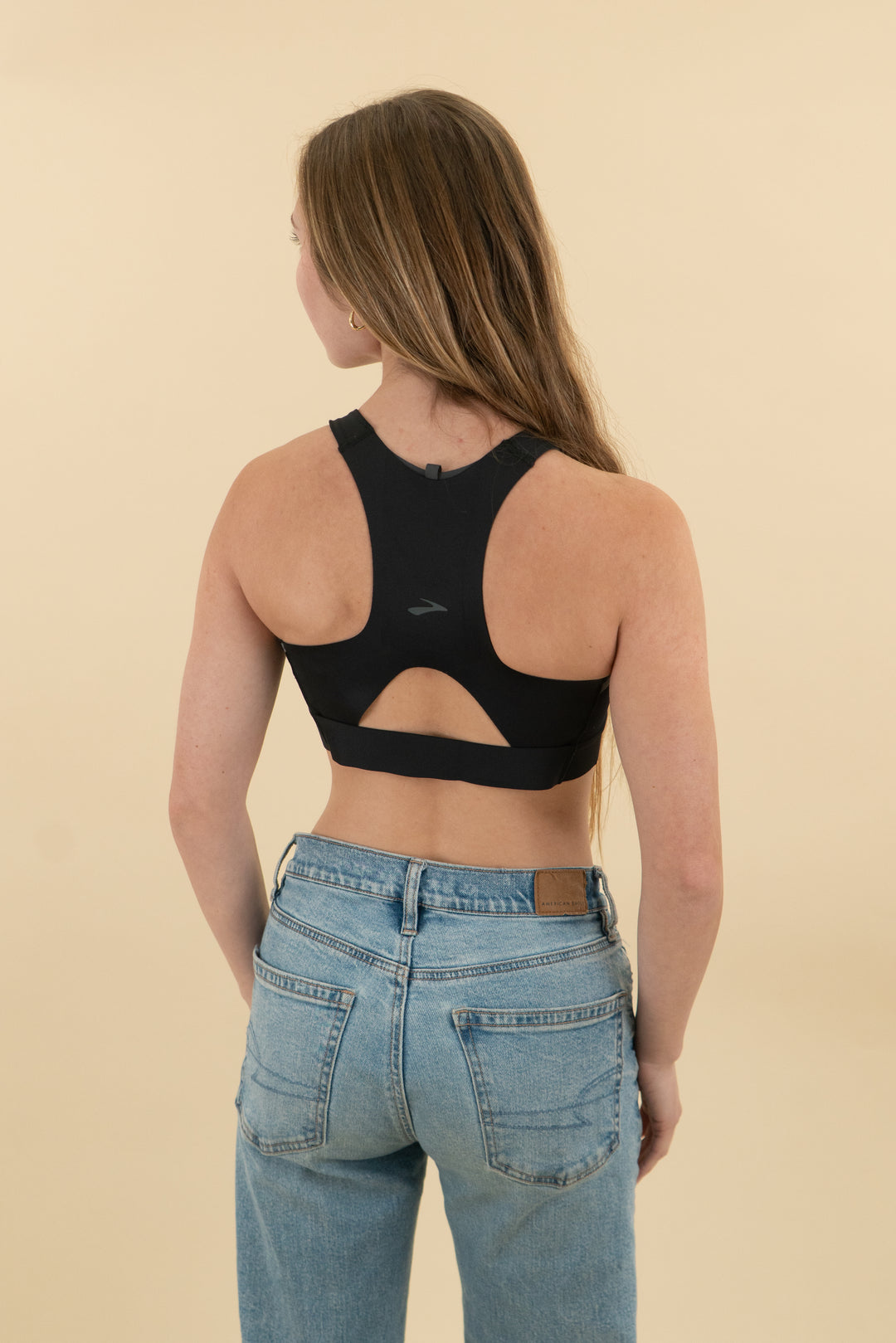 brooks black sports bra (xs/s; retail $65)