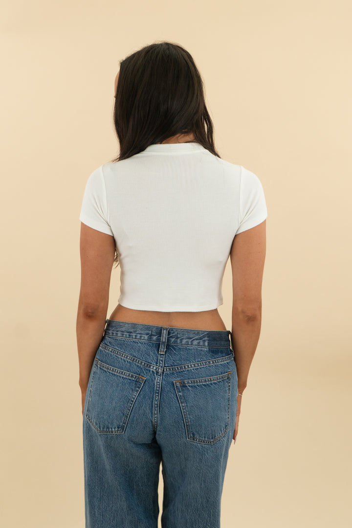 set active white ribbed short sleeve top (s; retail $62)