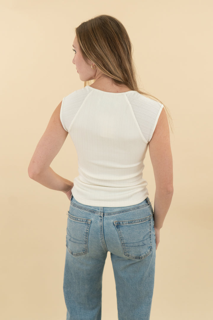 *AUCTION* petal & pup cream ribbed square neck top (2)