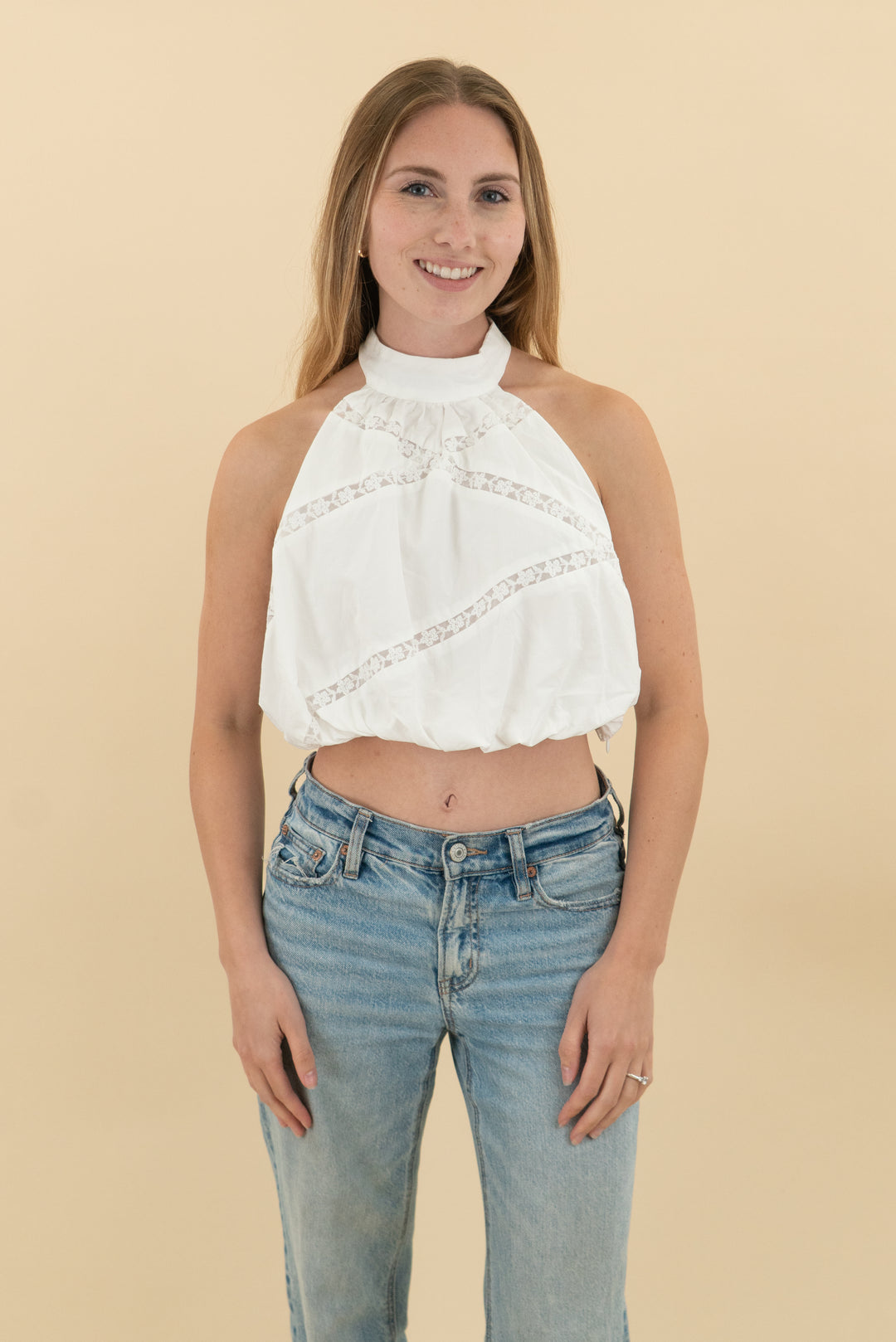 *AUCTION* hello molly white halter top (s)
