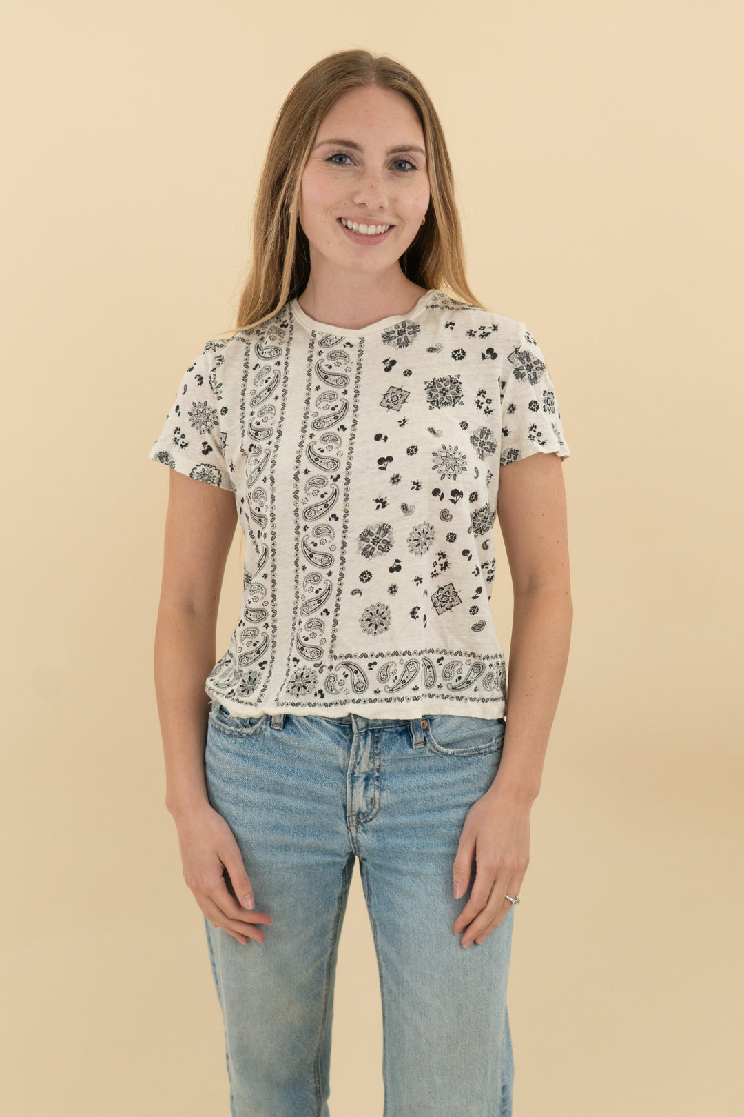 j.crew cream bandana linen tee (s: retail $59)