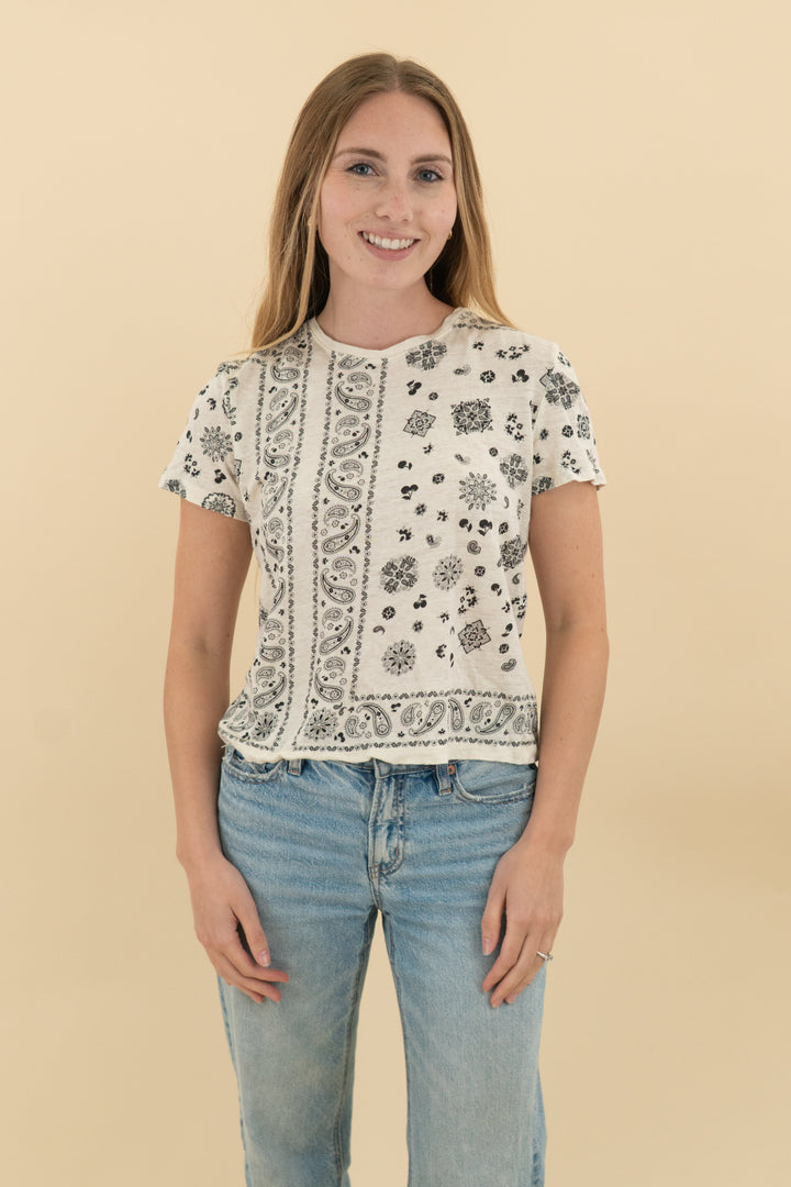 j.crew cream bandana linen tee (s: retail $59)