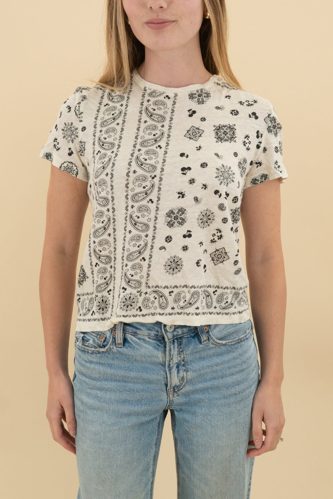 j.crew cream bandana linen tee (s: retail $59)