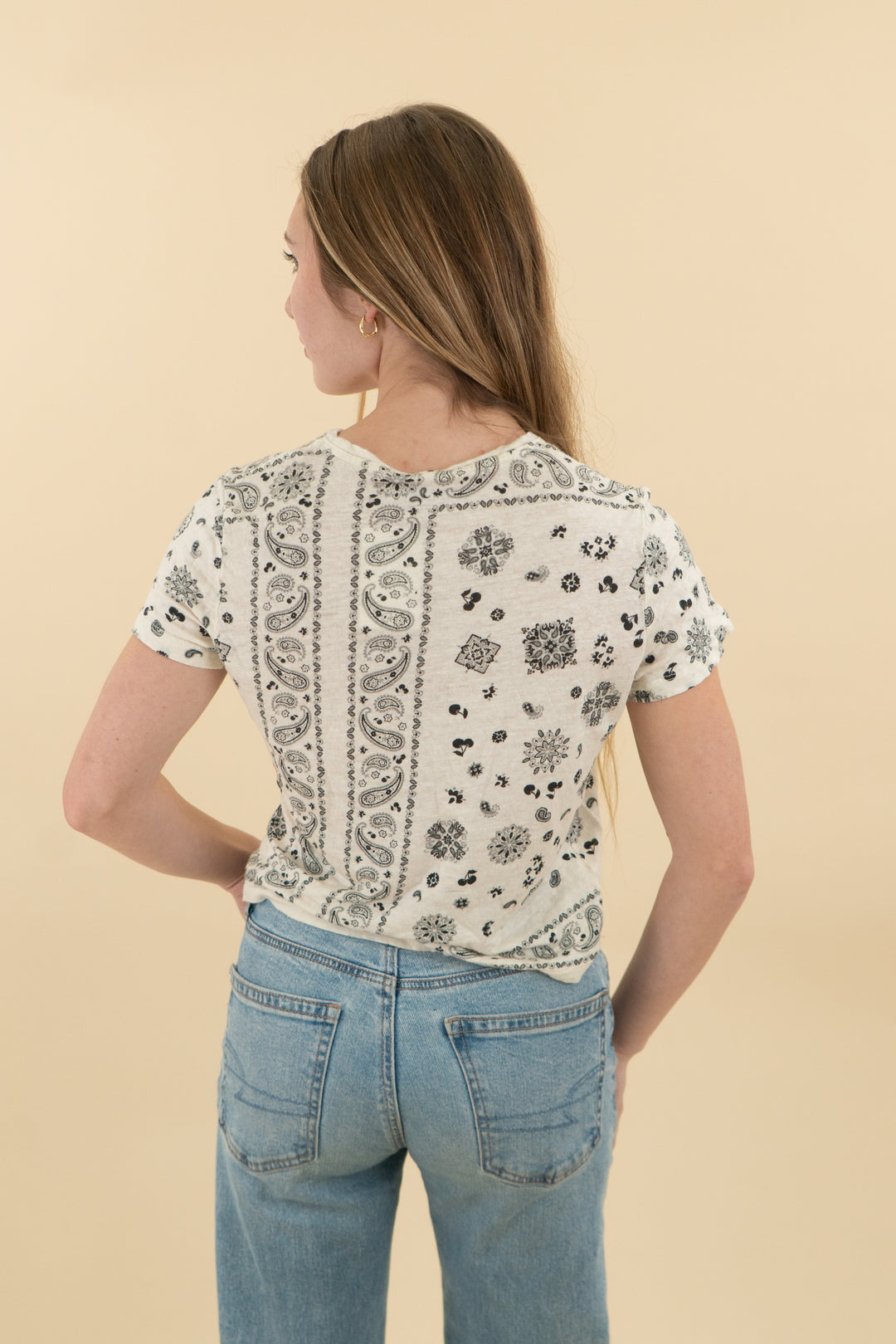 j.crew cream bandana linen tee (s: retail $59)