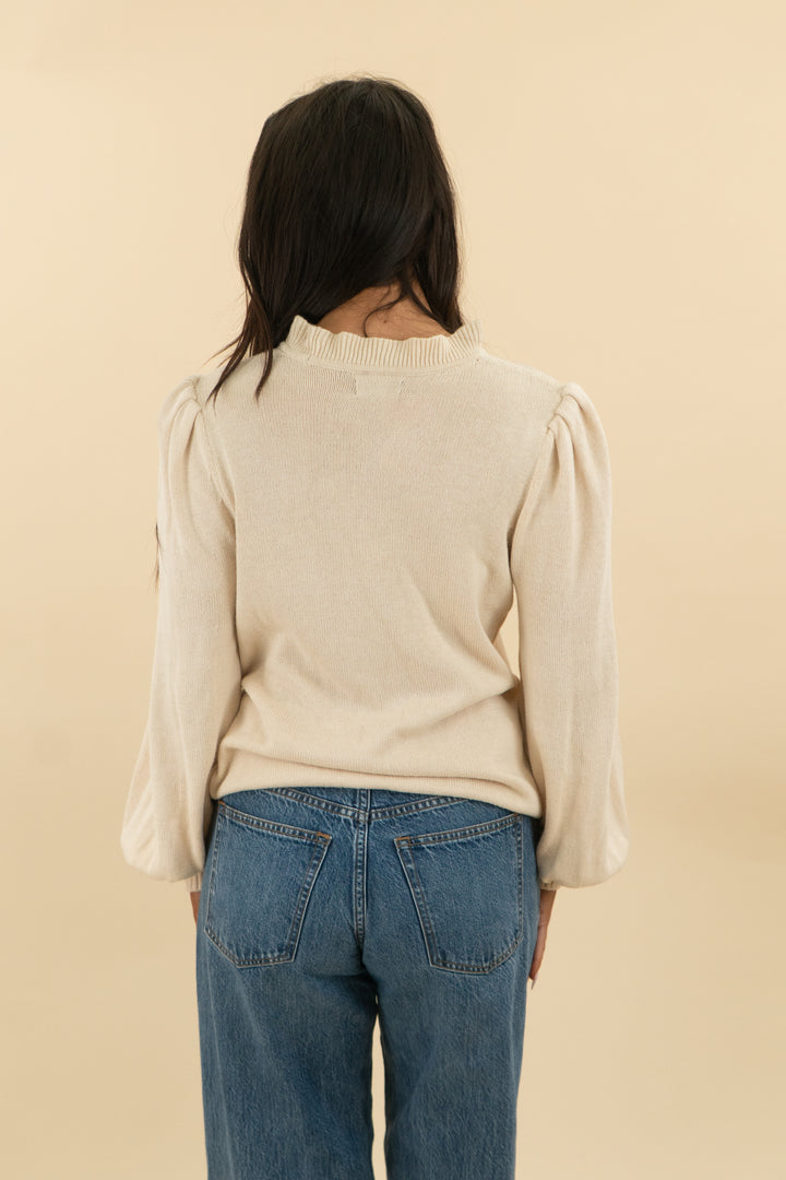 summersalt cream knit ball applique sweater (s)