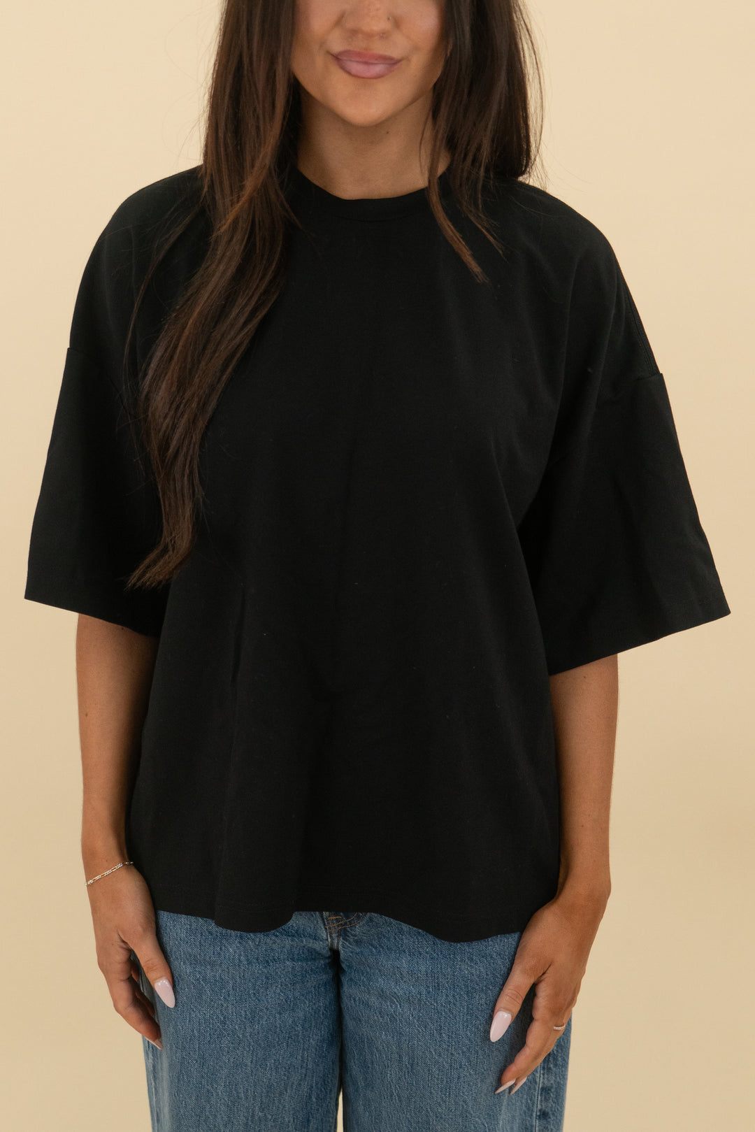 nordstrom black zip back tee (s/m: retail $39)