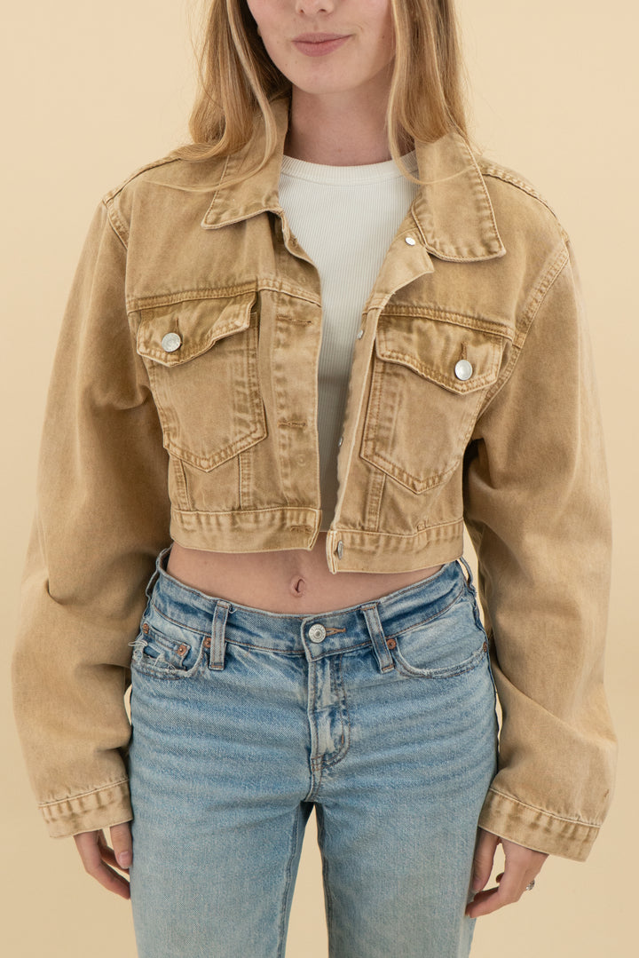*AUCTION* meshki brown denim jacket (s)