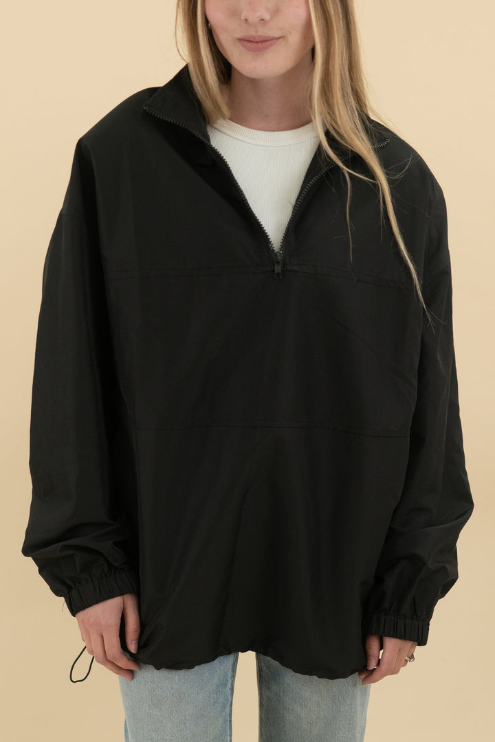 jluxlabel black windbreaker pullover jacket (s/m; retail $92)