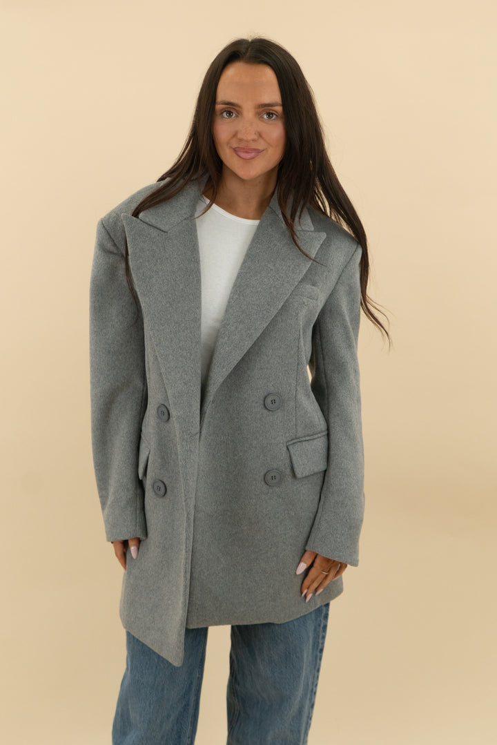 fashion nova grey power moves wool blend coat nwt (s)