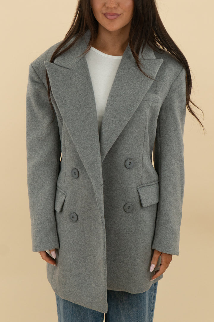 fashion nova grey power moves wool blend coat nwt (s)