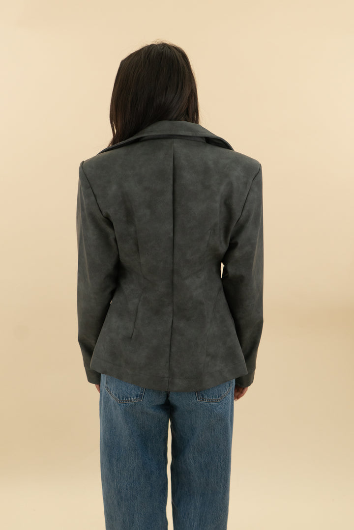 ego charcoal grey vegan leather jacket nwt (4; retail $63)