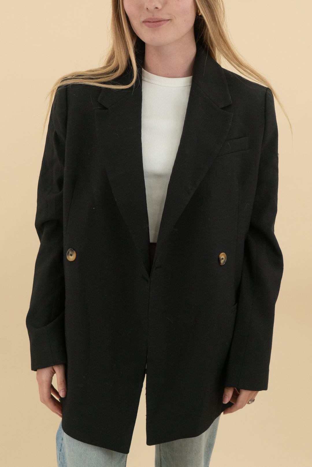 anine bing black wool blend oversized blazer (s; retail $550)