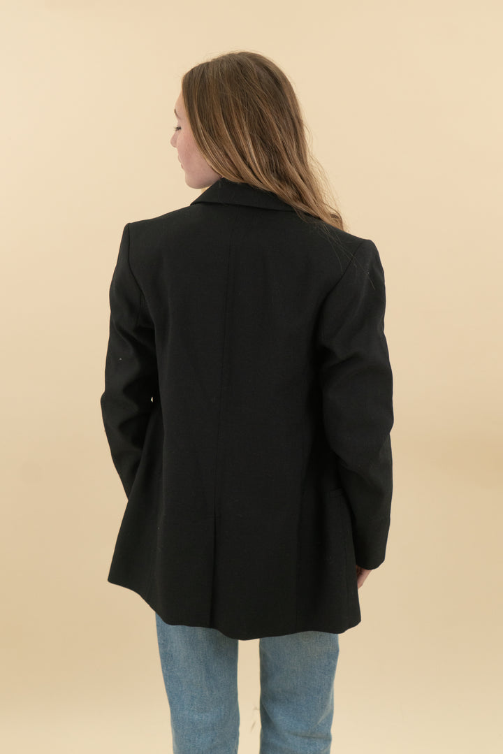 anine bing black wool blend oversized blazer (s; retail $550)