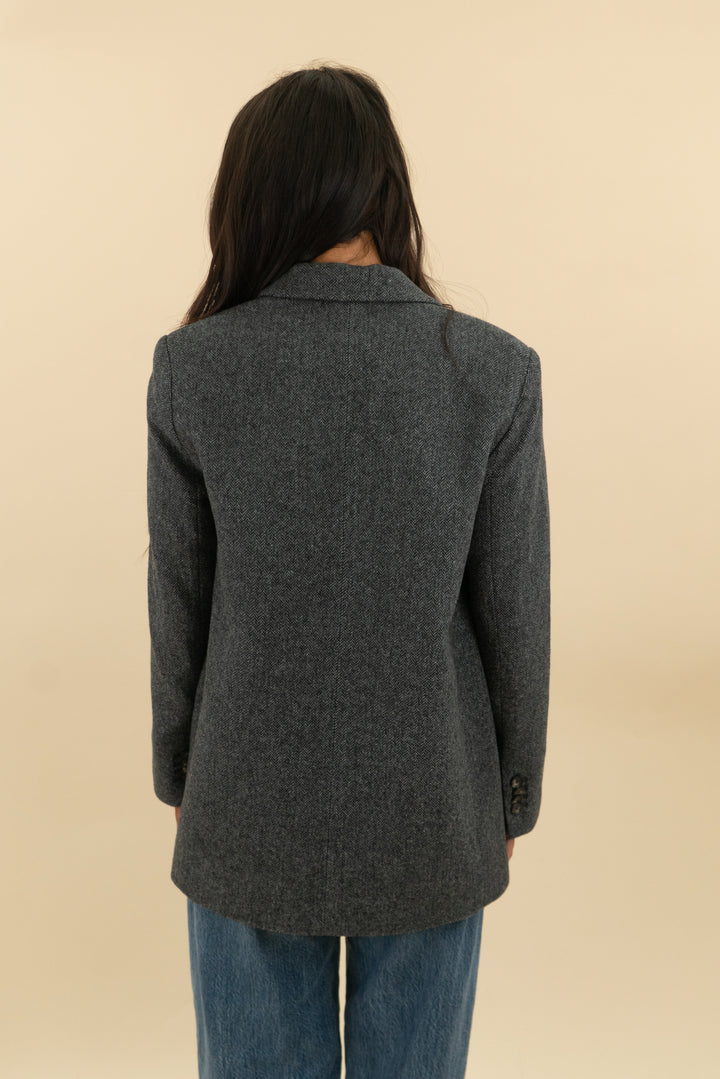 everlane the italian wool oversized grey herringbone blazer nwt (2; retail $248)
