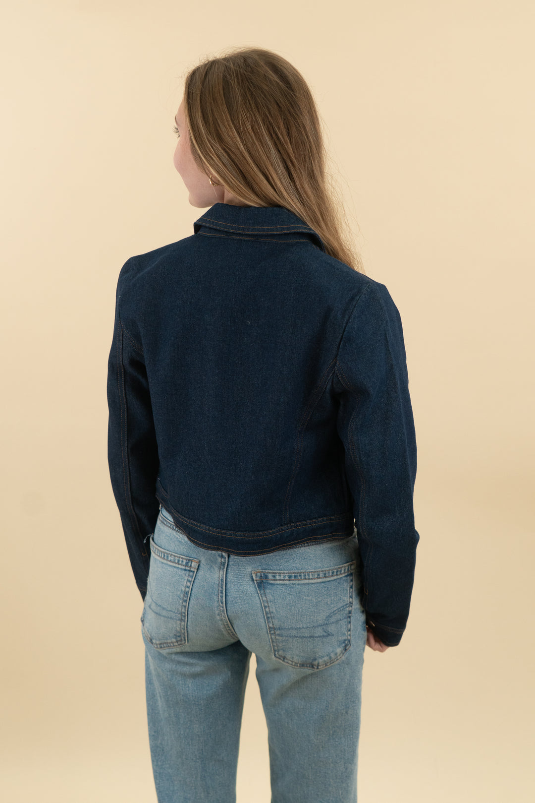 *AUCTION* vici dark wash denim zip top (xs)