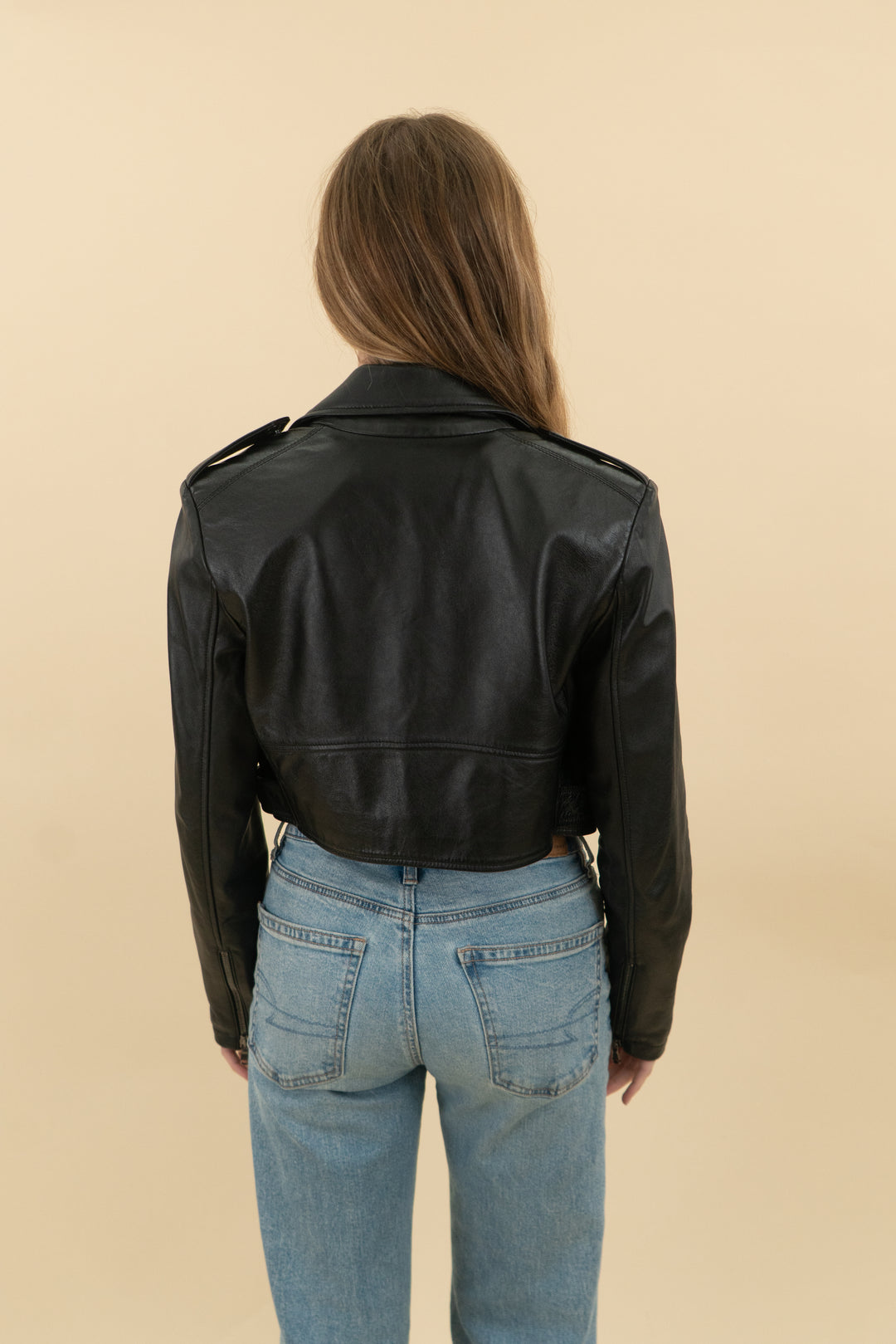 alyson eastman black leather jacket (s; retail $1897)