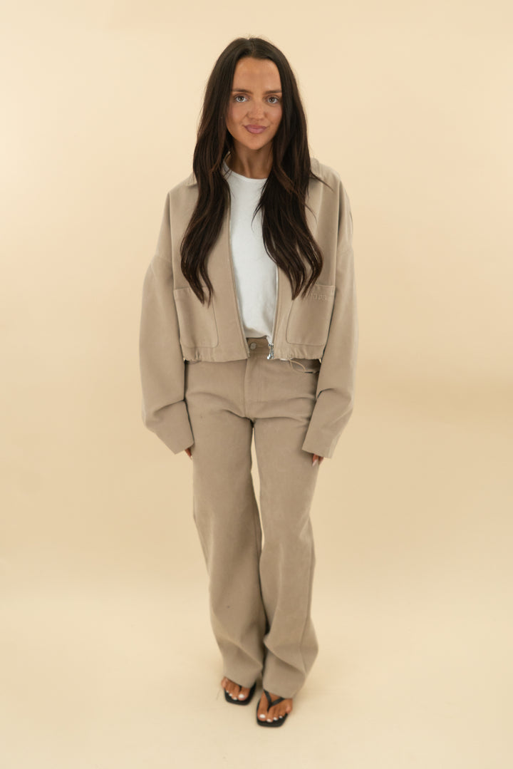mars the label vegan suede jacket & pants set (US6/S; retail $160)