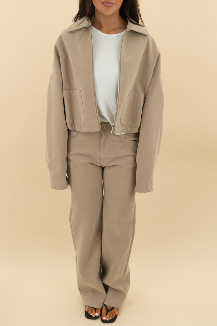 mars the label vegan suede jacket & pants set (US6/S; retail $160)