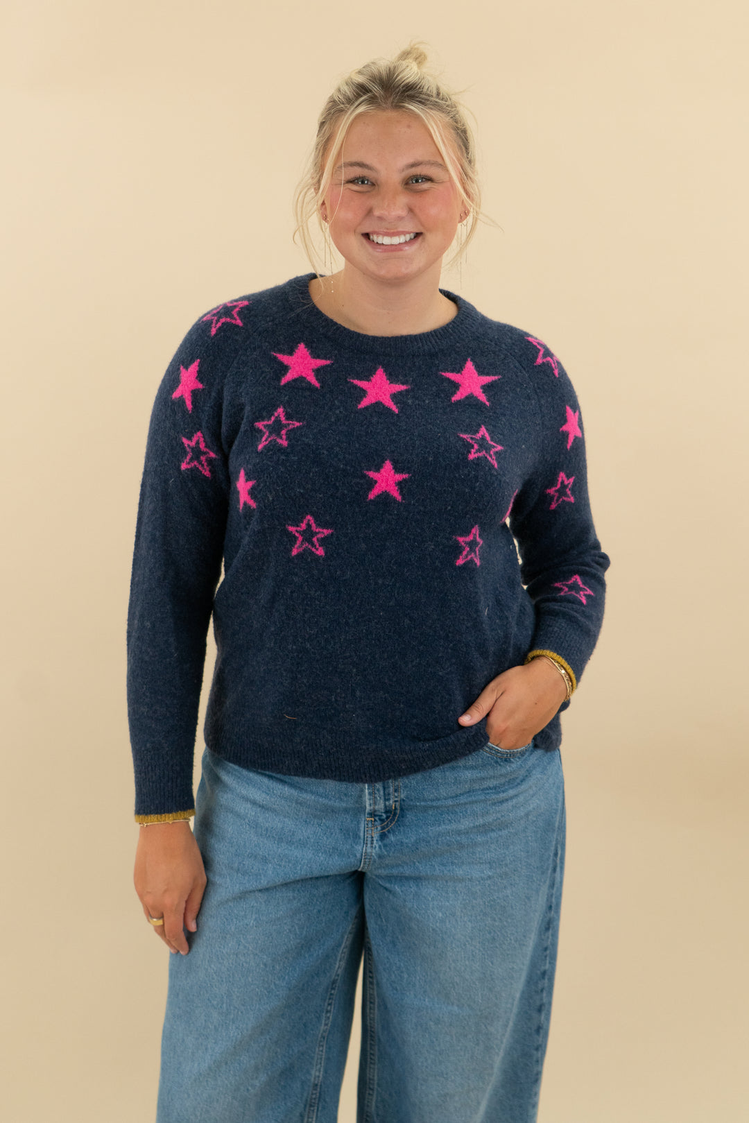 Joules Navy & Pink Star Sweater (10; retail $75)