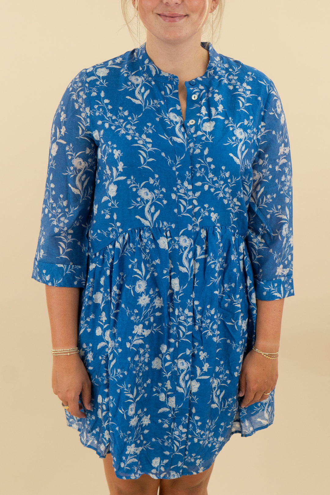 Tuckernuck Blue & White Floral Mini Dress (l; retail $168)