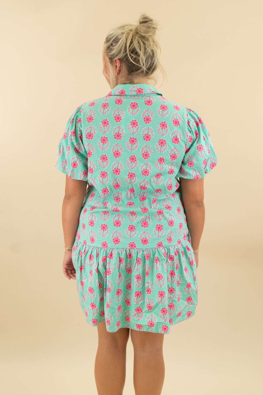 J Crew Green & Pink Floral Mini Dress (14; retail $109)