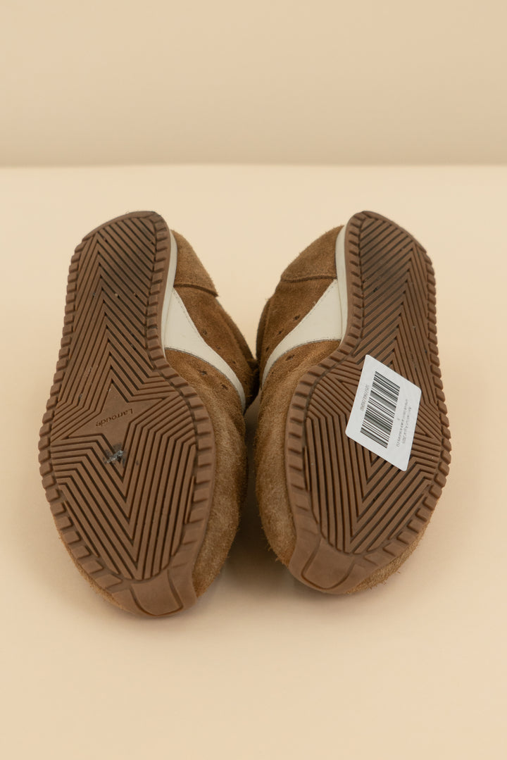 larroude brown suede sneakers (6; retail $250)