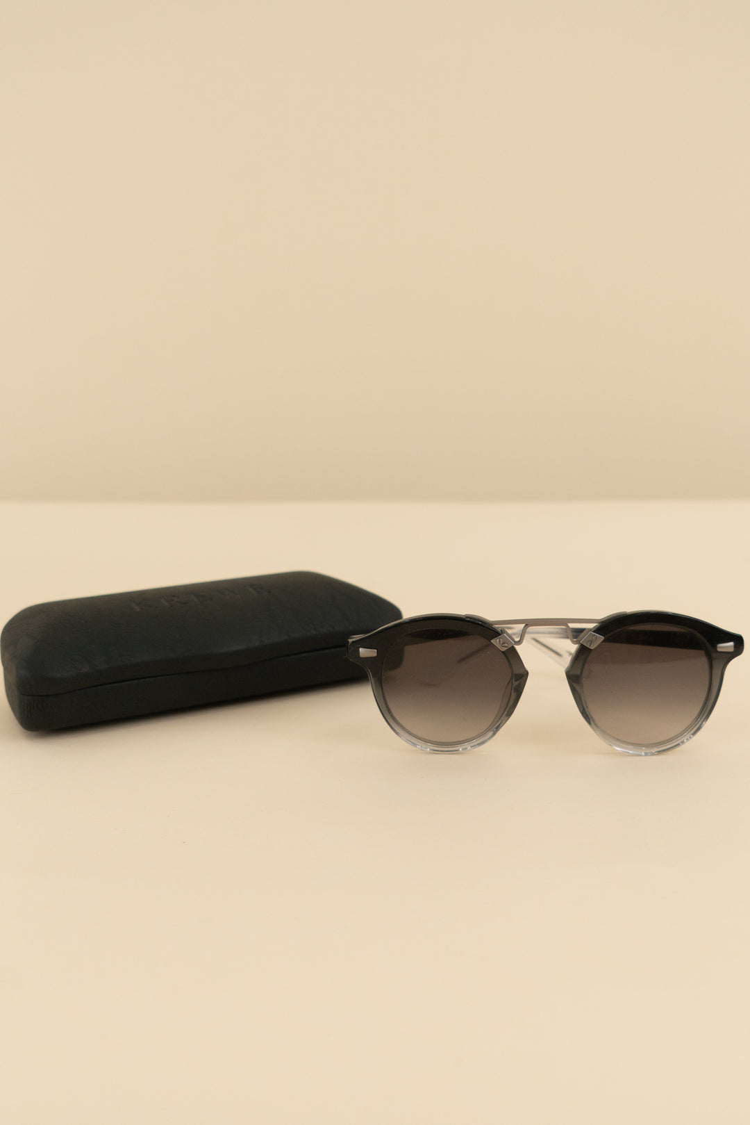 krewe black grey ombre round sunglasses (os: retail $335)