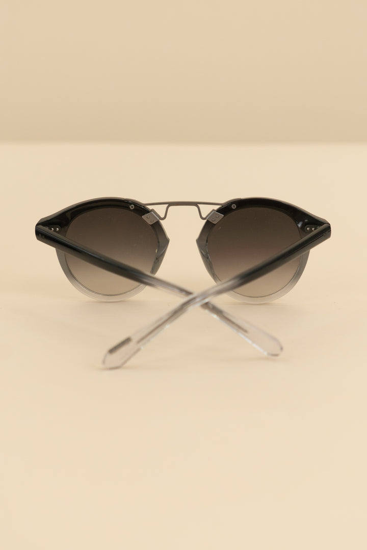 krewe black grey ombre round sunglasses (os: retail $335)