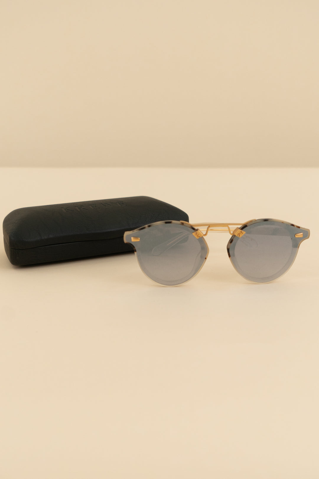 krewe light tortoise and grey round sunglasses (os: retail $395)