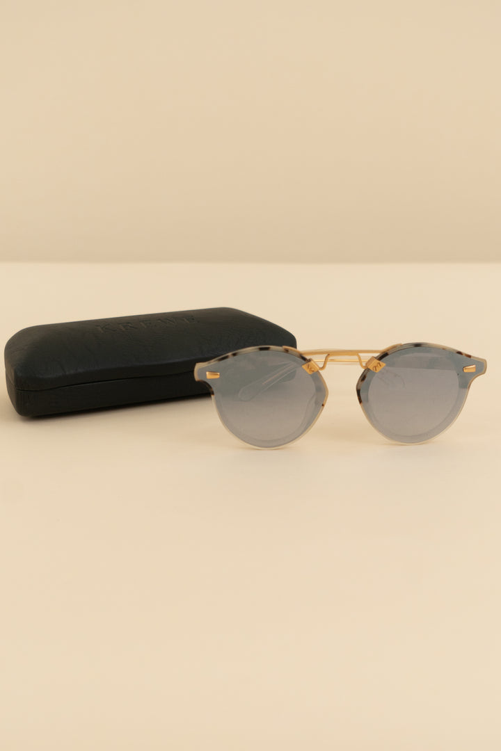 krewe light tortoise and grey round sunglasses (os: retail $395)