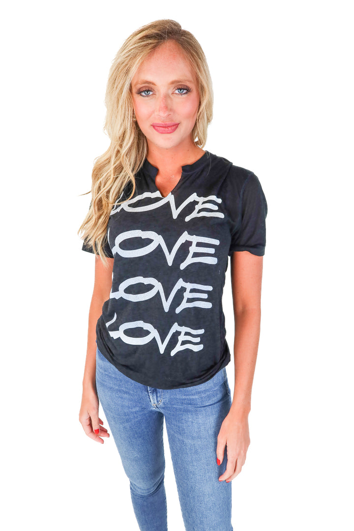 JET by John Eshaya Washed Black Love Graphic Tee (S)