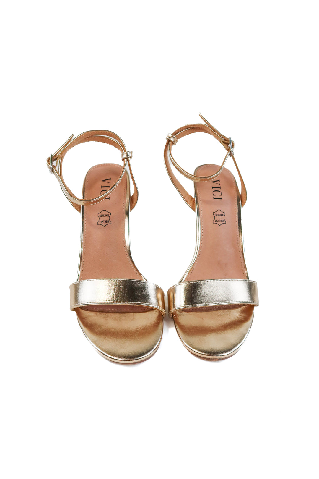 Vici gold metallic heels (6.5; retail $52)