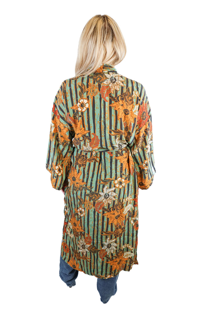 Natalie Martin green/orange floral kimono NWT (S; $398)