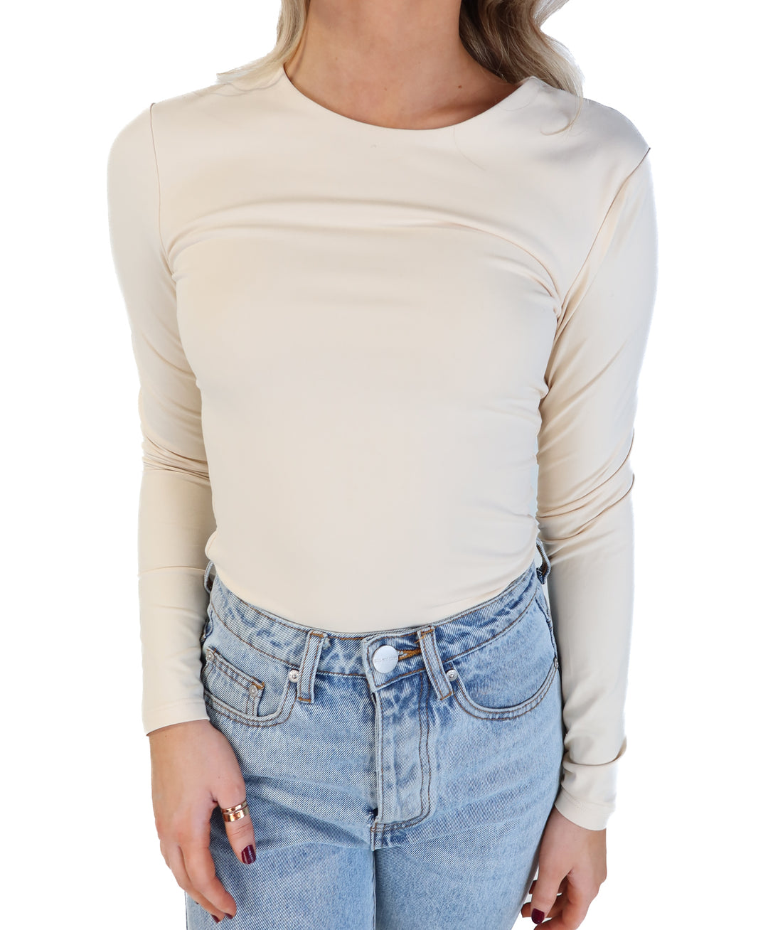 Nuuds cream long sleeve bodysuit (s; retail $58)