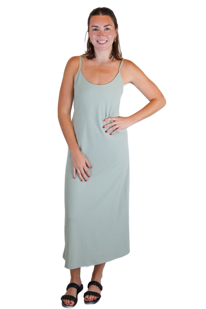 Zara Sage Spaghetti Strap Maxi Dress (S)